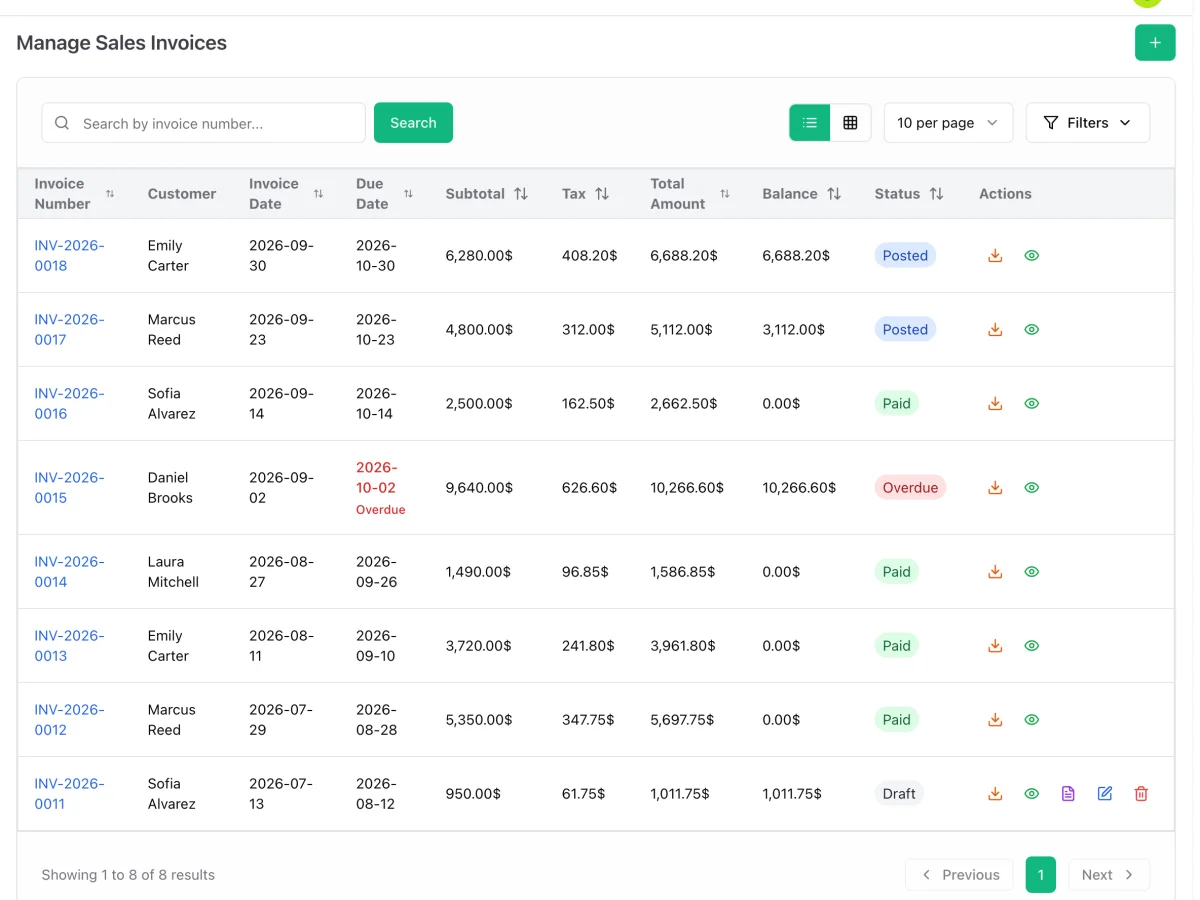Faturas de venda no ERP Instfy