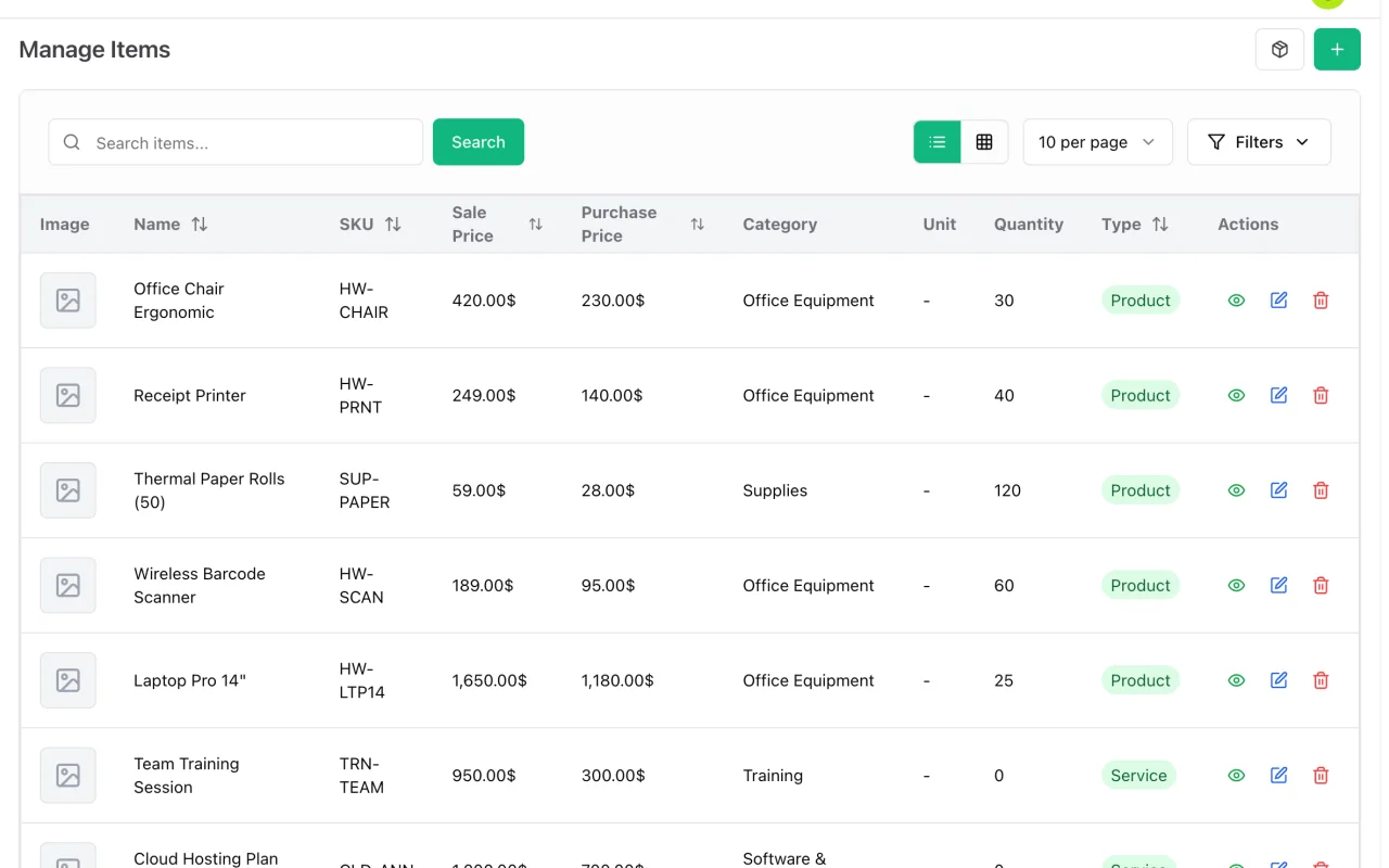 Produtos e estoque no ERP Instfy